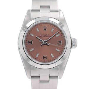 Rolex Oyster perpetual 76080 26mm Salmon Index Arabic Dial Smooth Bezel Oyster